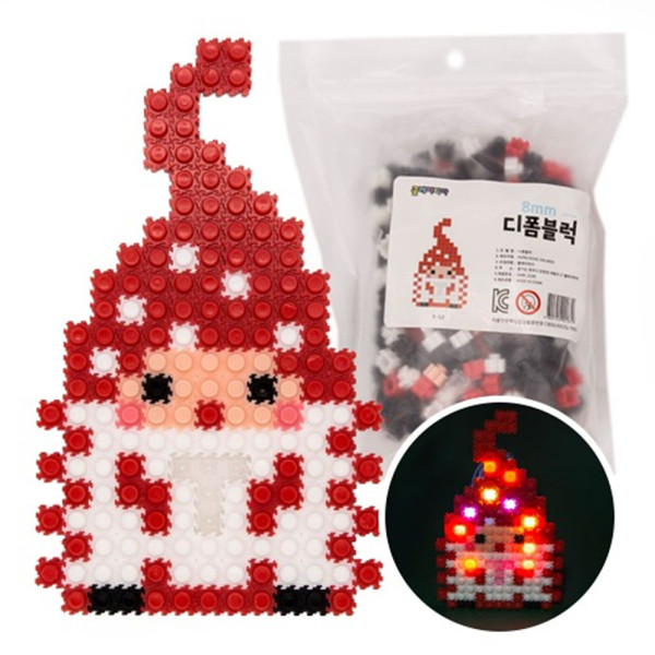 (CL) 디폼블럭 8mm LED 산타요정레드 산타 패키지 (T12)
