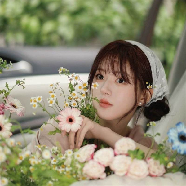 레이스 헤어스카프 꽃무늬 삼각 두건 여행용 S13237