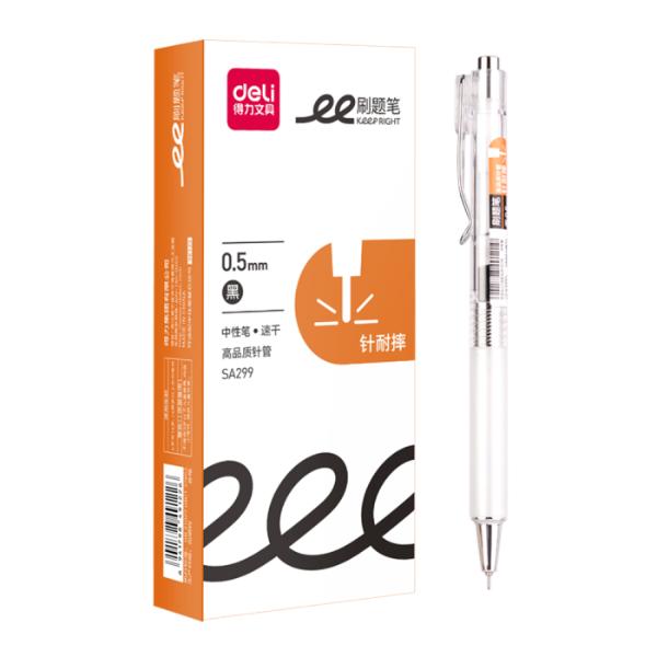 DELI SA299 노크식 퀵드라이 투명 젤펜 0.5mm 흑
