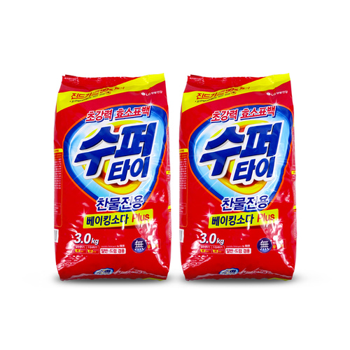 수퍼타이 베이킹소다 플러스 3kg 2개 세탁세제 가루세제 빨래