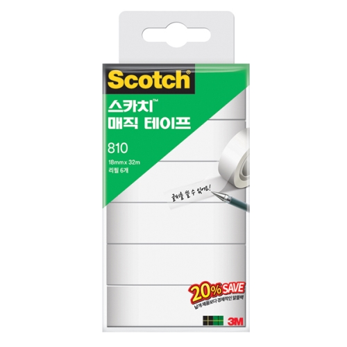 3M)스카치 매직테이프 리필(810R-6/18x32M/세이빙팩)