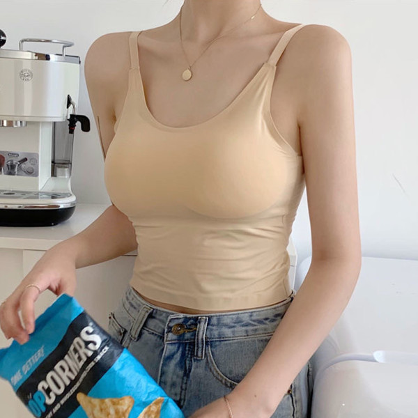 여성 여름 속옷 일체형 패드 쿨 나시 브라 탑 스킨