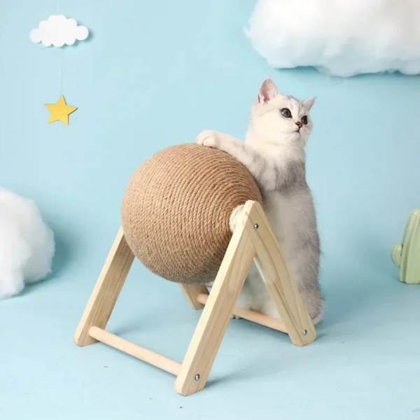 고양이 스크래쳐 삼베로프 회전볼 스크래치공-L