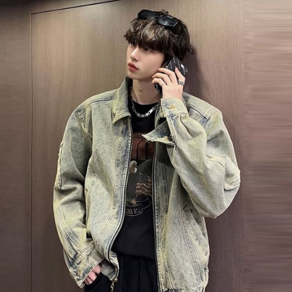 빈티지한 밑단 스트링 청자켓 독특하고 멋스러운 빈티지한 느낌 전체적으로 여유로운 사이즈