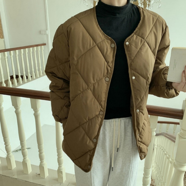 데일리 심플 경량패딩 브라운