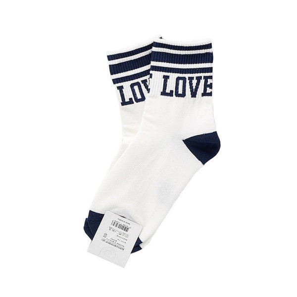 여성용 LOVE 중목양말 여자양말 네이비 1켤레 중목 장목양말