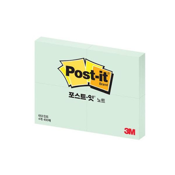 포스트잇 653-4(애플민트)(51X38mm 400장 4패드)