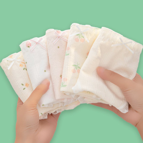 여자 속옷 데일리 편한 학생 귀여운 면 팬티 5P 세트