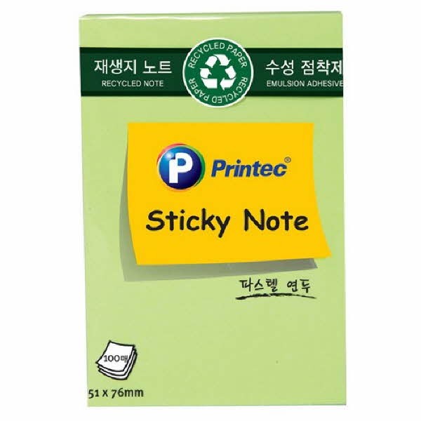 프린텍 E5176G 스티키노트 연두 51 x 76 100매