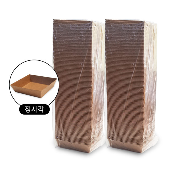 크라프트 트레이 정사각 200P벌크 휴게소 푸드트럭 포장 분식 포장 종이도시락용기