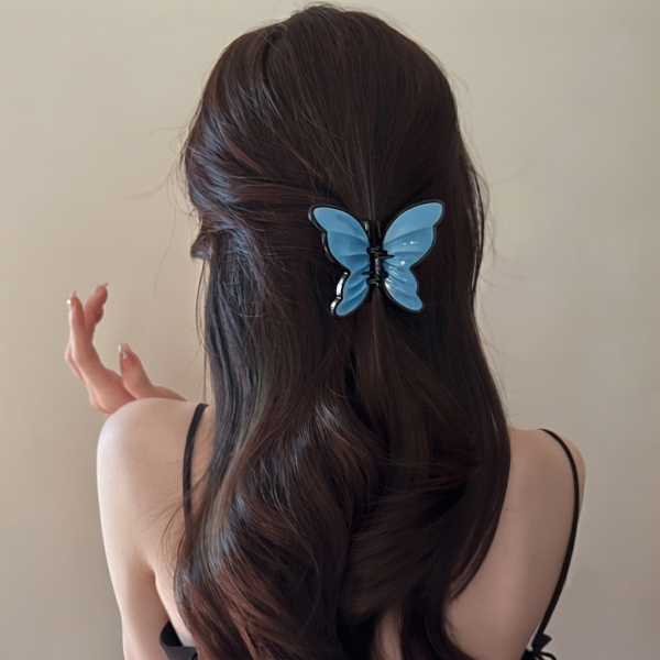 여성 여자 올림머리 헤어 머리 집게핀 데일리 캐주얼 러블리 나비 포인트 패턴