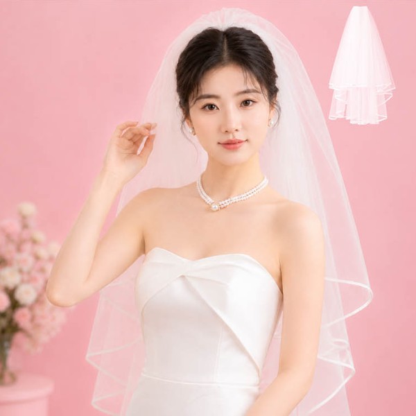 셀프웨딩 면사포 가볍고 은은한 소재 우아한 분위기의 소품 BM-500