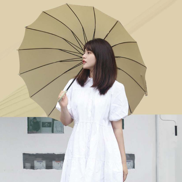 투톤 나무 우드 손잡이 자동 대형 16K 장우산