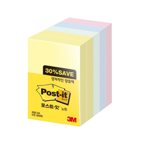 3M)포스트-잇 노트(656-5A 알뜰팩/51x76mm)