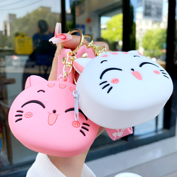 [별별창고]G 야옹이 파우치 키링 실리콘 키홀더