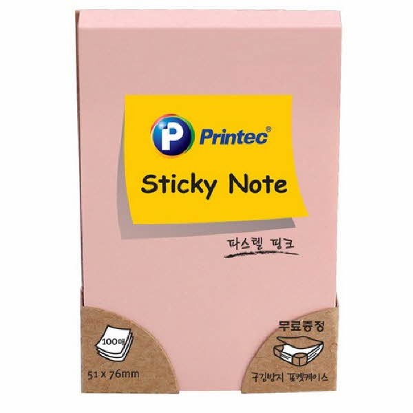 프린텍 5176P 스티키노트 파스텔핑크 51X76 100매