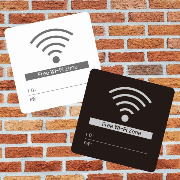 FREE Wi Fi ZONE4 부착형 정사각 소형안내판 13x13cm 디자인문패