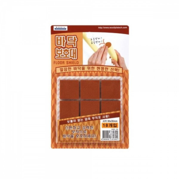 간편부착 바닥보호대 사각 30X30mm 18P 가구발패드