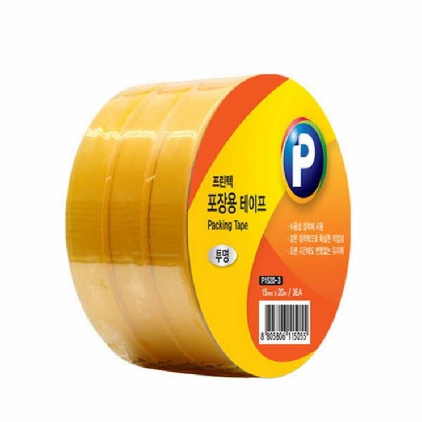 프린텍 P1520-3 포장용 테이프 투명 OPP 3EA 15 x 20