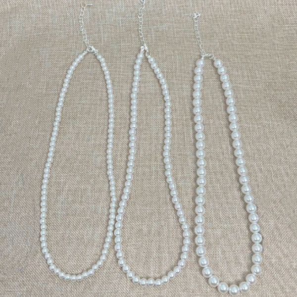 퓨어 클래식 패션 유리 진주 목걸이 4mm 6mm 8mm
