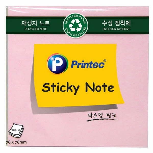 프린텍 E7676P 스티키노트 핑크 76 x 76 100매