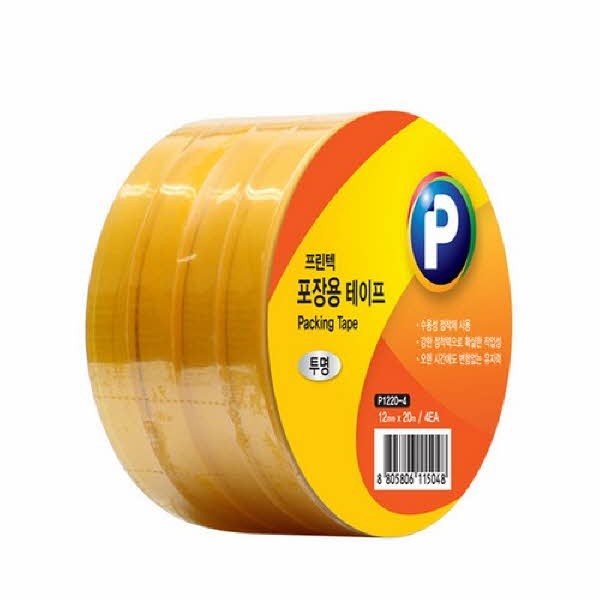 프린텍 P1220-4 포장용 테이프 투명 OPP 4EA 12 x 20