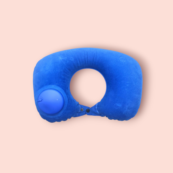 펌프내장 휴대용 목베개 쿠션 1P (블루)