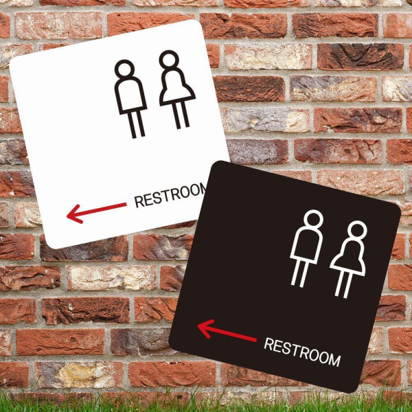 RESTROOM 좌측2 부착형 정사각 소형안내판 13x13cm 디자인문패
