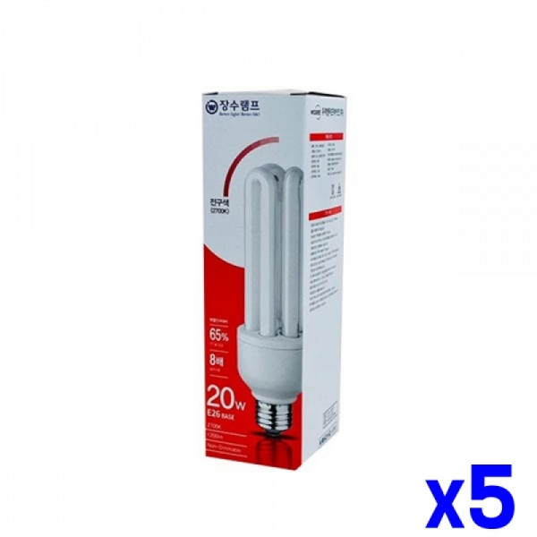 삼파장 20W 램프 전구색 x5개 삼파장전구 전구조명