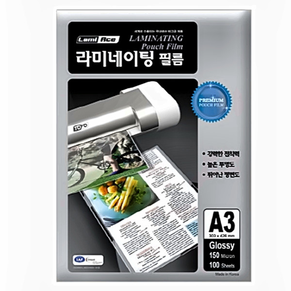 라미에이스 코팅지 코팅필름 A3 150mic 303x426mm 100매입 코팅용지