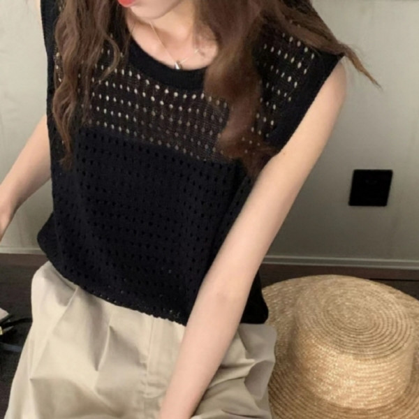 여성 펀칭포인트 데일리 나시 블랙