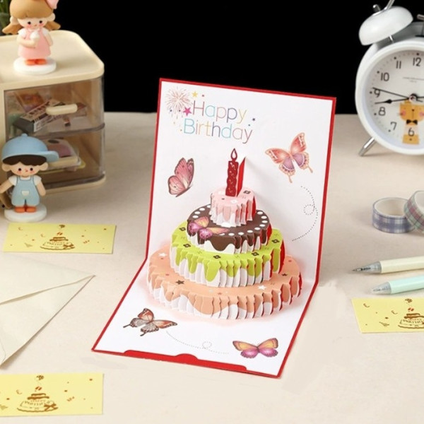크리스마스 생일 축하 파티 케이크 모양 입체 카드