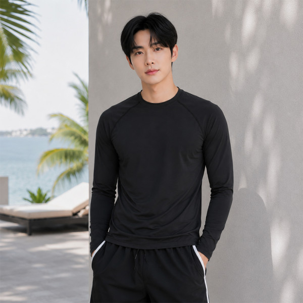 DHO-R3367BK 남성래쉬가드비치웨어솔리드티셔츠