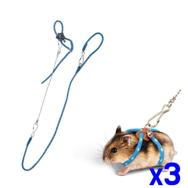 편안한 햄스터하네스 부드러운 산책끈 리드줄 x3개