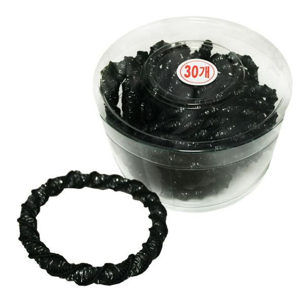 꽈배기 반짝검정고무줄 30P 코사지 헤어밴드