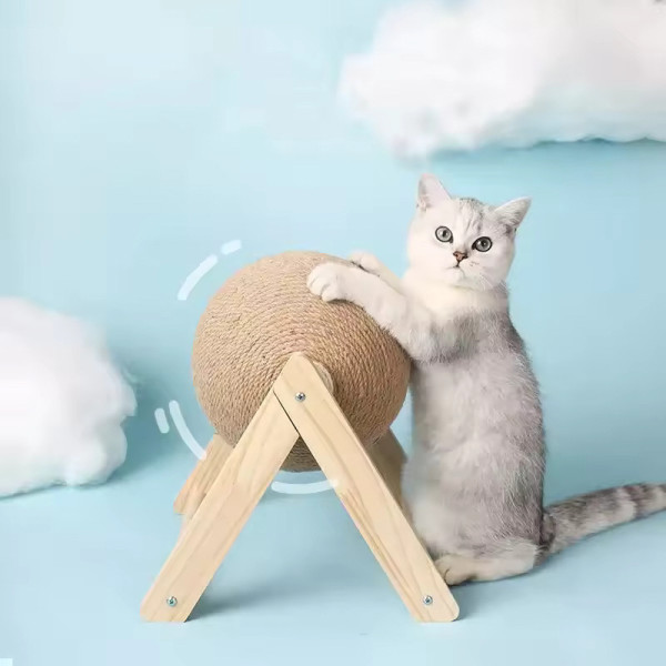 고양이 스크래쳐 삼베로프 회전볼 스크래치공-S
