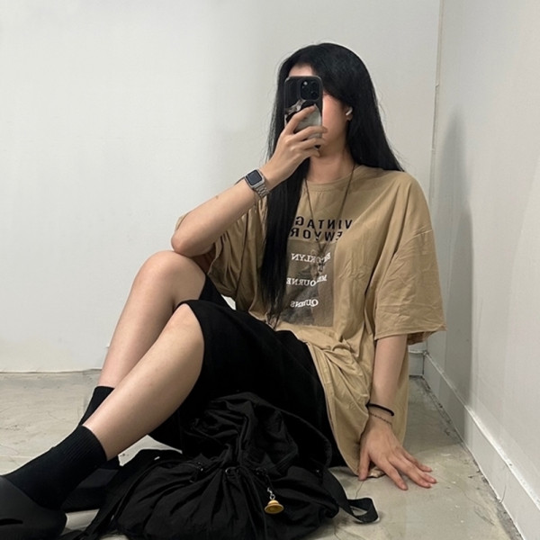 오버사이즈 빈티지 프린팅 티 반팔 티셔츠 3color 오버핏 레터링 박스티 T117