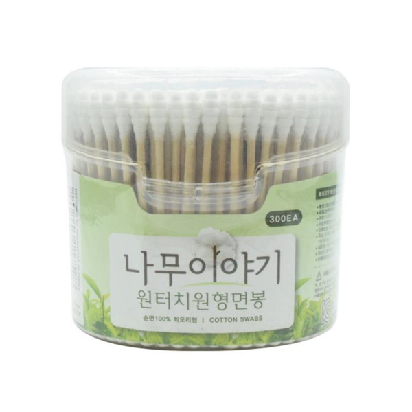 위생적인 나무스틱 원형 면봉 300개