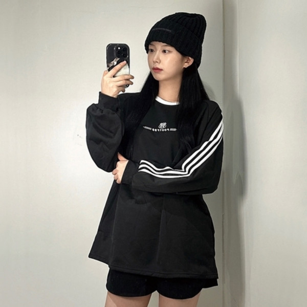 스포티 티 오버핏 긴팔 맨투맨 트랙 티셔츠 2color Y2K 남녀공용 T87