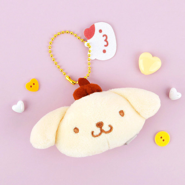 산리오 폼폼푸린 커플 얼굴 가방고리 5cm