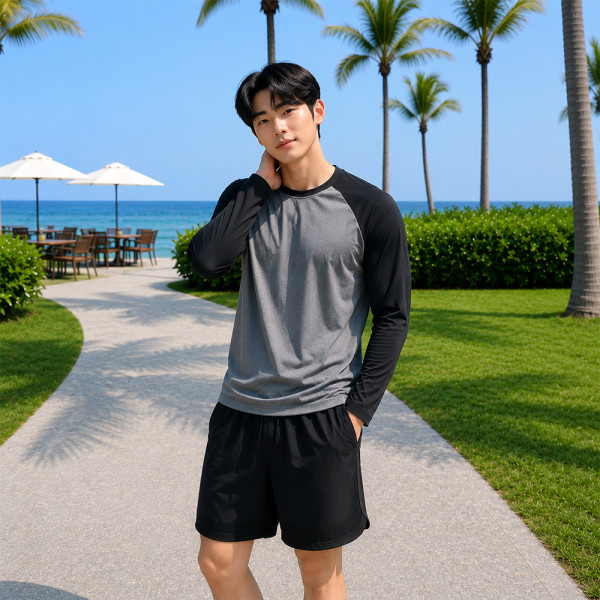 DHO 3367GB_3368BK남자래쉬가드_긴팔티_반바지세트