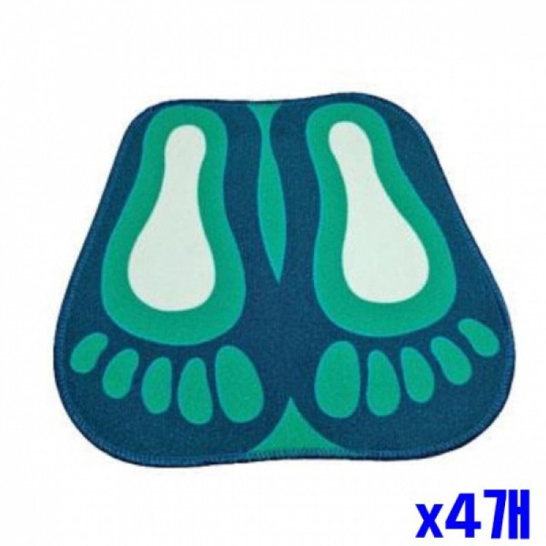 귀여운 발디자인 매트 48x44cm X4개 주방매트