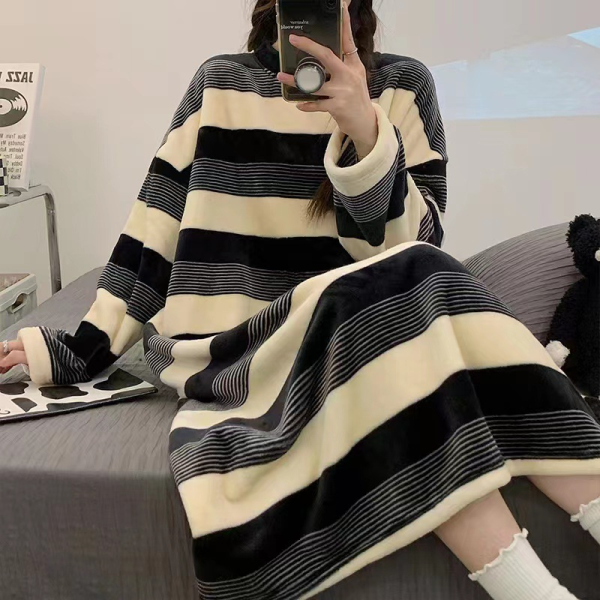 코크니앵 원피스잠옷 면파자마 극세사잠옷 라운지웨어 원피스실내복 수면잠옷세트 긴팔잠옷