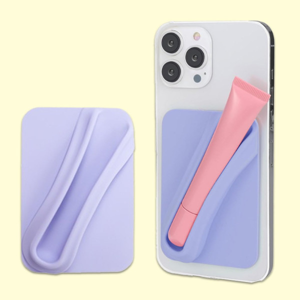 핸드폰 부착 립스틱 립밤 거치대 실리콘 홀더 퍼플
