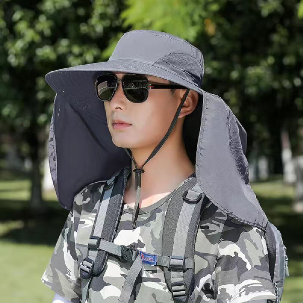 햇빛모자 농부모자 방수 성인플랩캡 그레이 챙큰