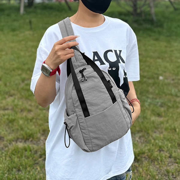 데일리 미니 나일론 슬링 백팩 직장인 가방 그레이