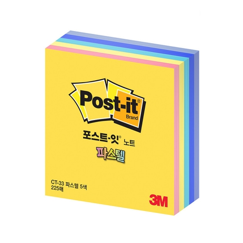 3M 포스트잇 파스텔큐브 CT 33 점착식 메모지 76 76 225매