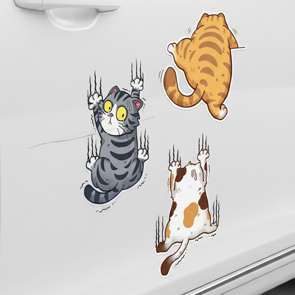 차 기스 자동차 흠집 스크래치 고양이 스티커 꾸미기 데칼 3size 차량용 인테리어 튜닝