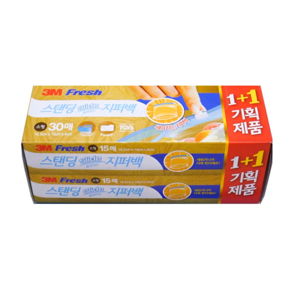 3M 후레쉬 스탠딩 슬라이드 지퍼백 16.5x10cm 30매