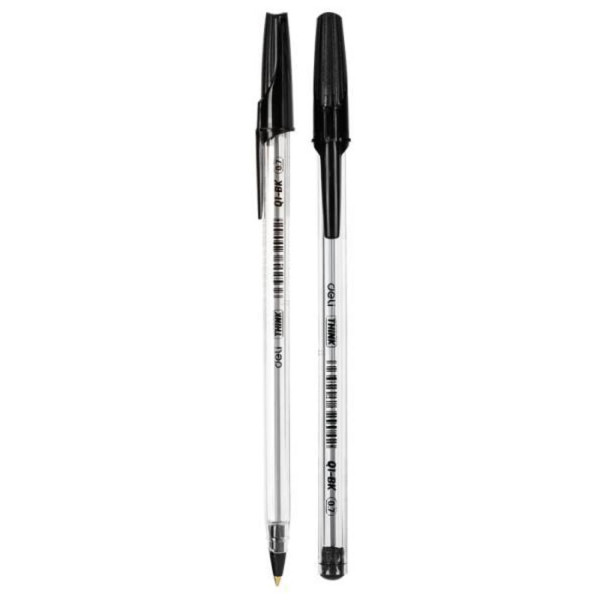 DELI EQ1 투명바디 볼펜 0.7mm 흑